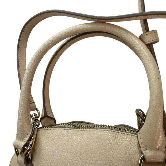 Coach Crossgrain Leather Mini Cora Crossbody Bag Satchel Bicolor Apricot Chalk - Picture 12 of 15
